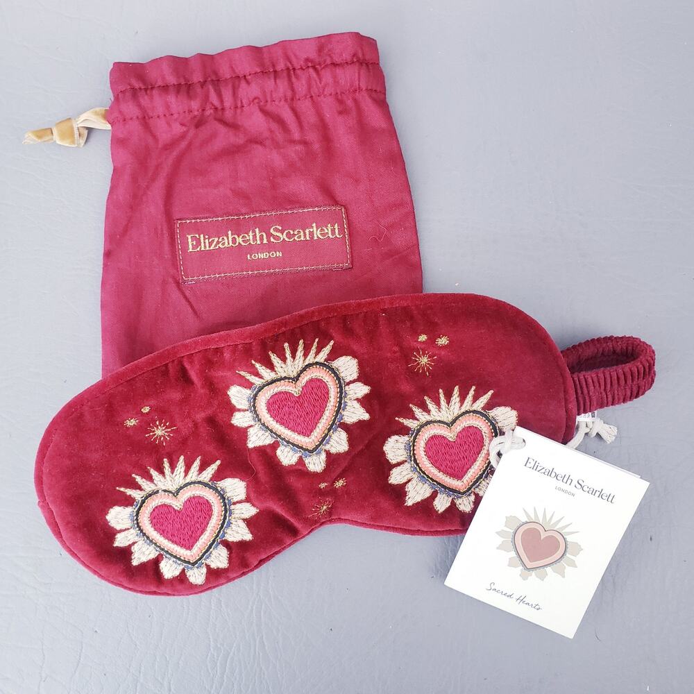 Elizabeth Scarlett Lavender-Filled Velvet Eye Mask w/ Bag Sacred Heart NWT
